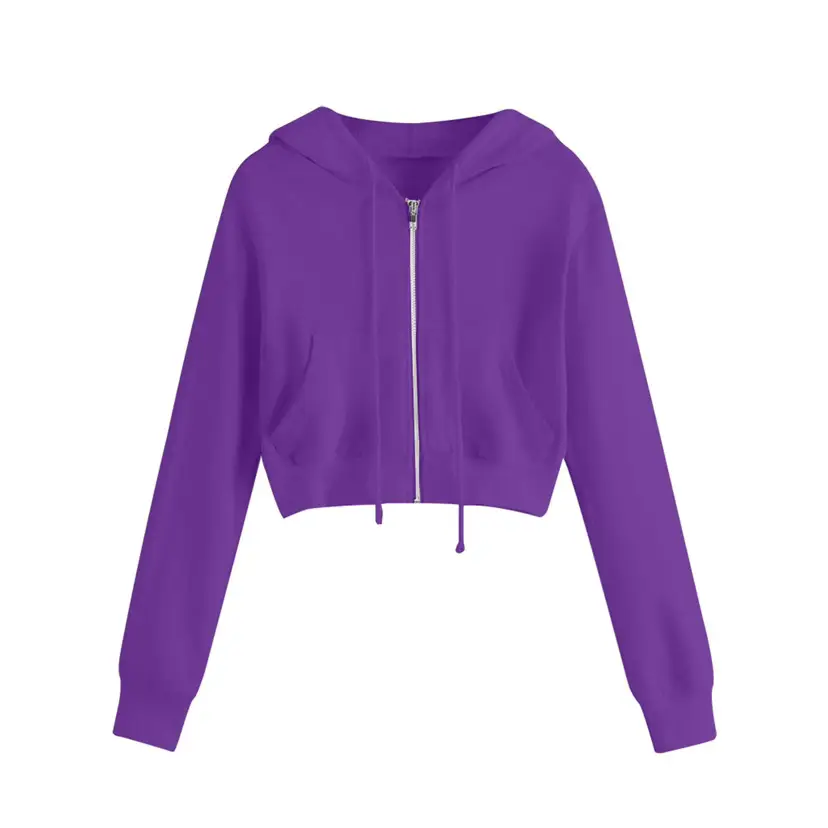 Women Maroon Zipper Hoodie Long Sleeve Winter - Image 6