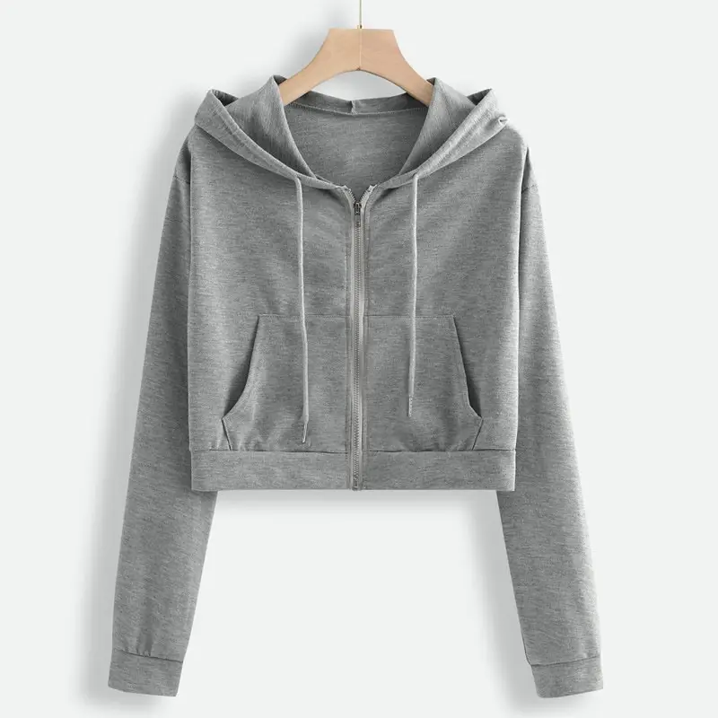 Women Maroon Zipper Hoodie Long Sleeve Winter - Image 2