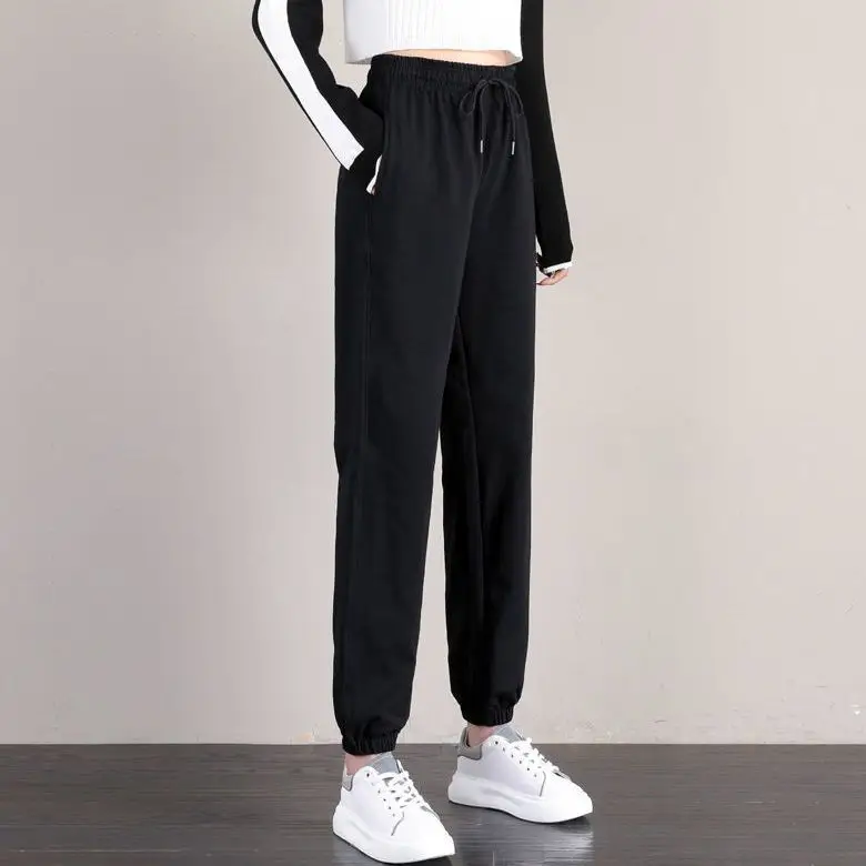 100% Cotton Jogger Pants Grey Loose Fit Women