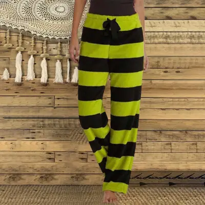 2022 Christmas Grinch Stole Printed Striped Trousers