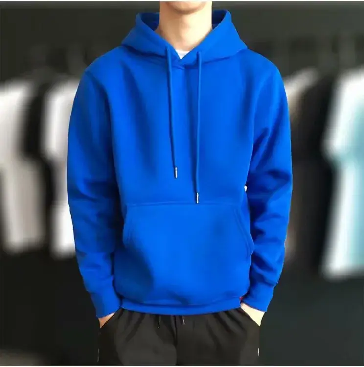 Men Black Velvet Hooded Sweatshirt Casual Plus - Image 13