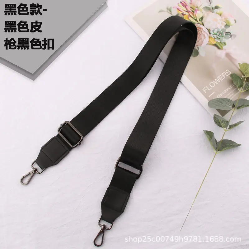 Adjustable Black Leather Wide Shoulder Strap for Women - Image 4