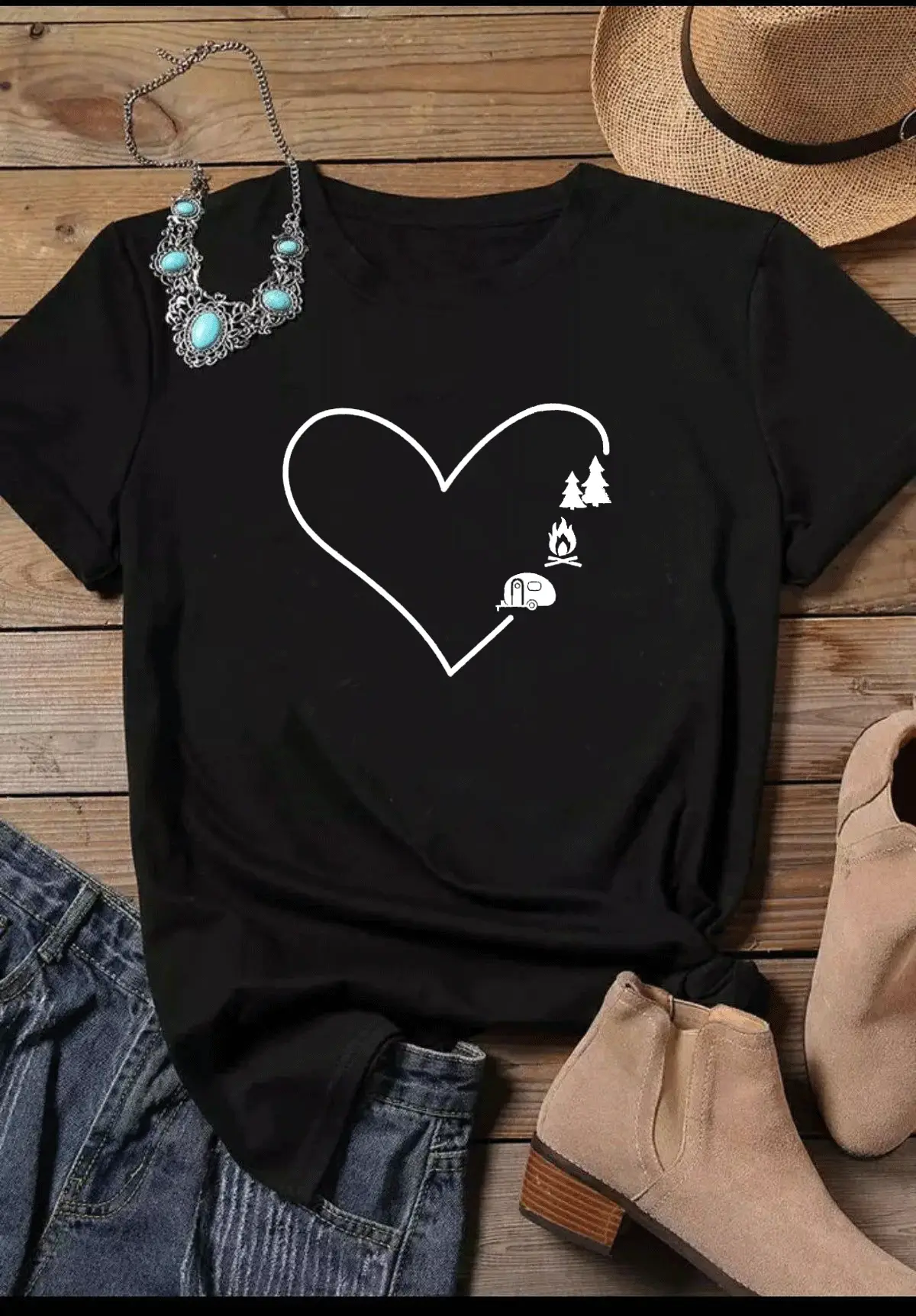 Women Grey Heartless Love Graphic T-Shirt