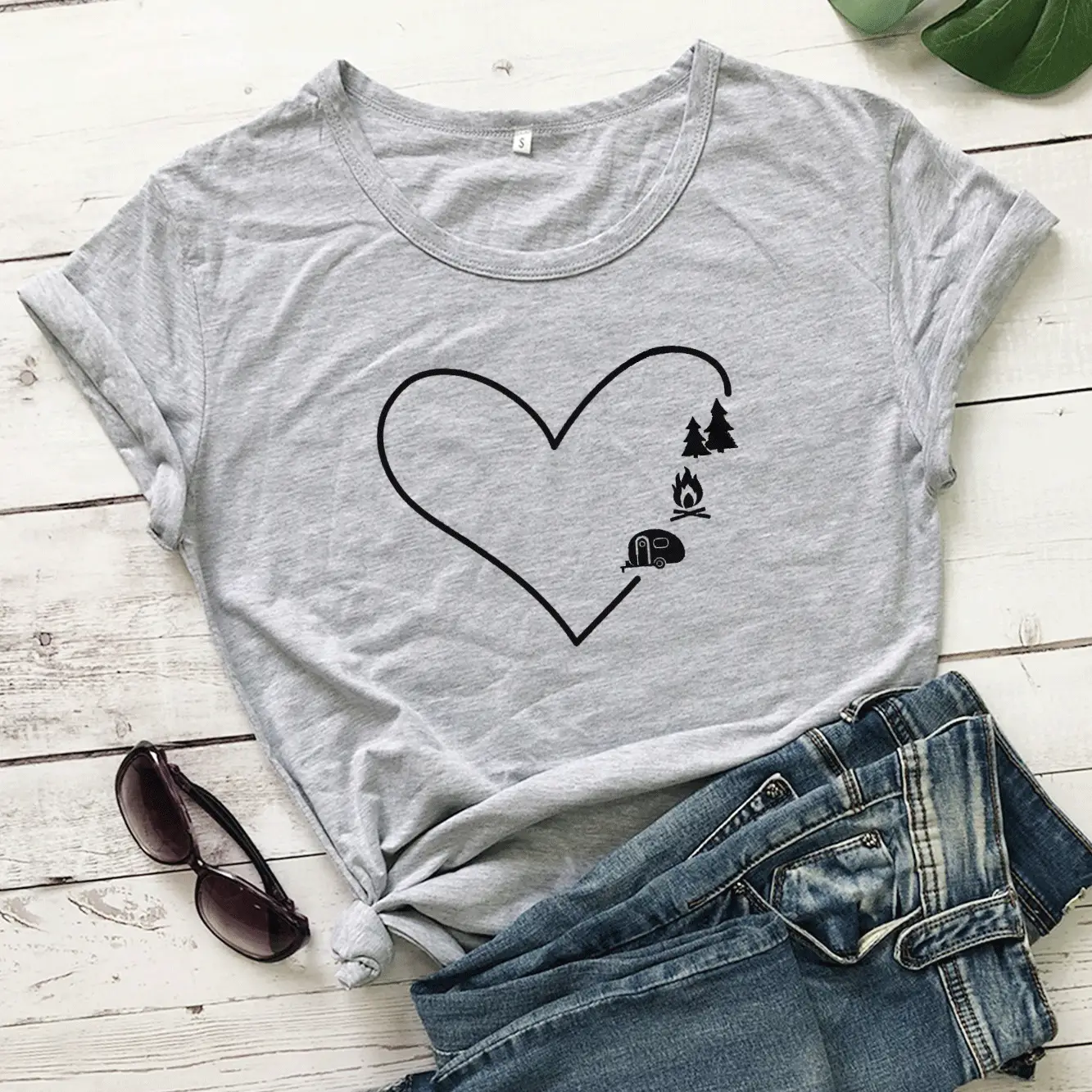 Women Grey Heartless Love Graphic T-Shirt