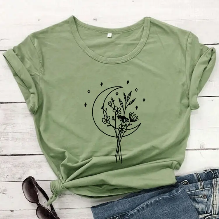 Women Pink Moon Tree Graphic T-Shirt - Image 4
