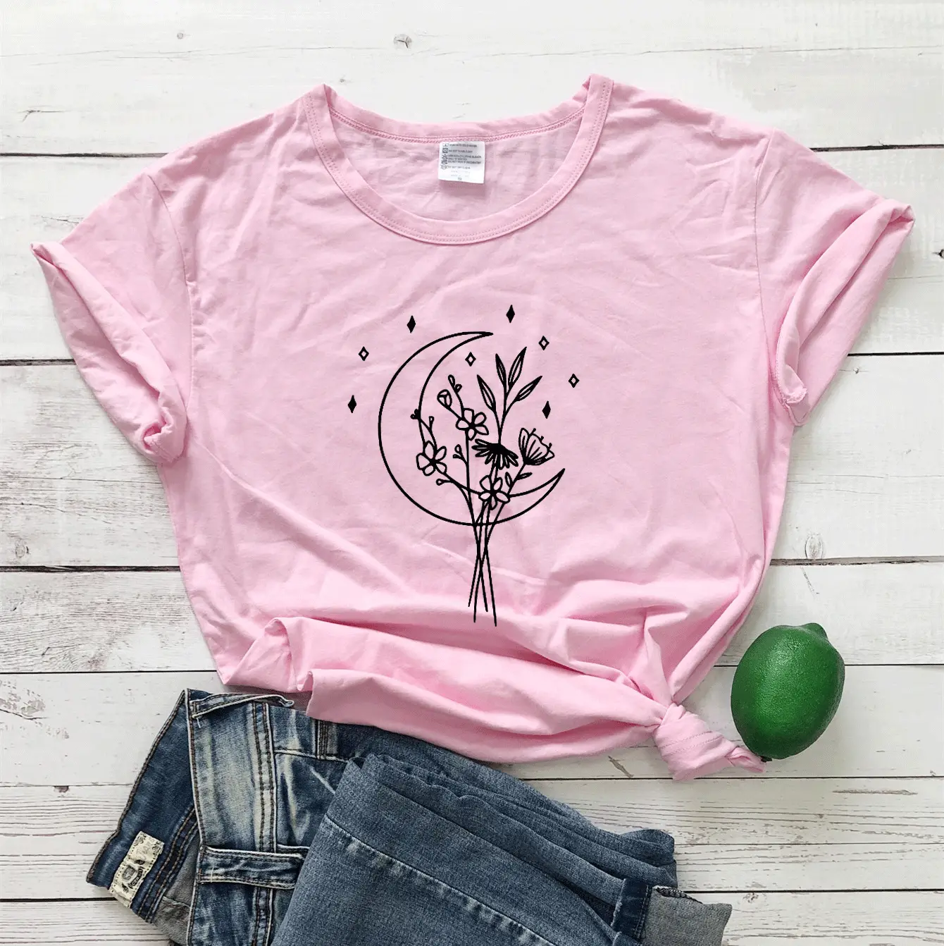 Women Pink Moon Tree Graphic T-Shirt - Image 6