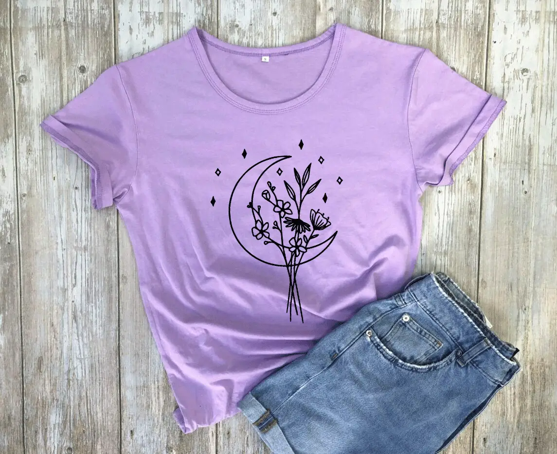 Women Pink Moon Tree Graphic T-Shirt - Image 8