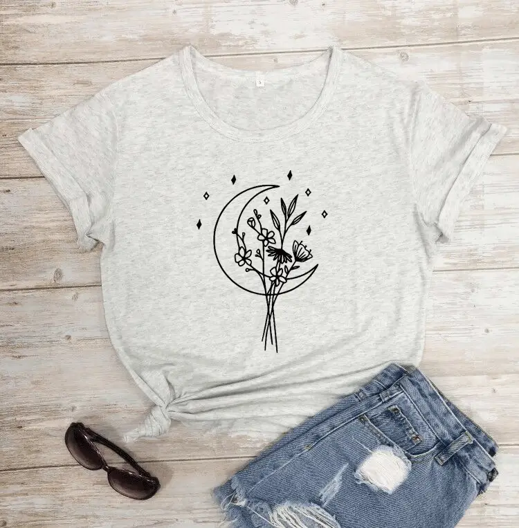 Women Pink Moon Tree Graphic T-Shirt - Image 9