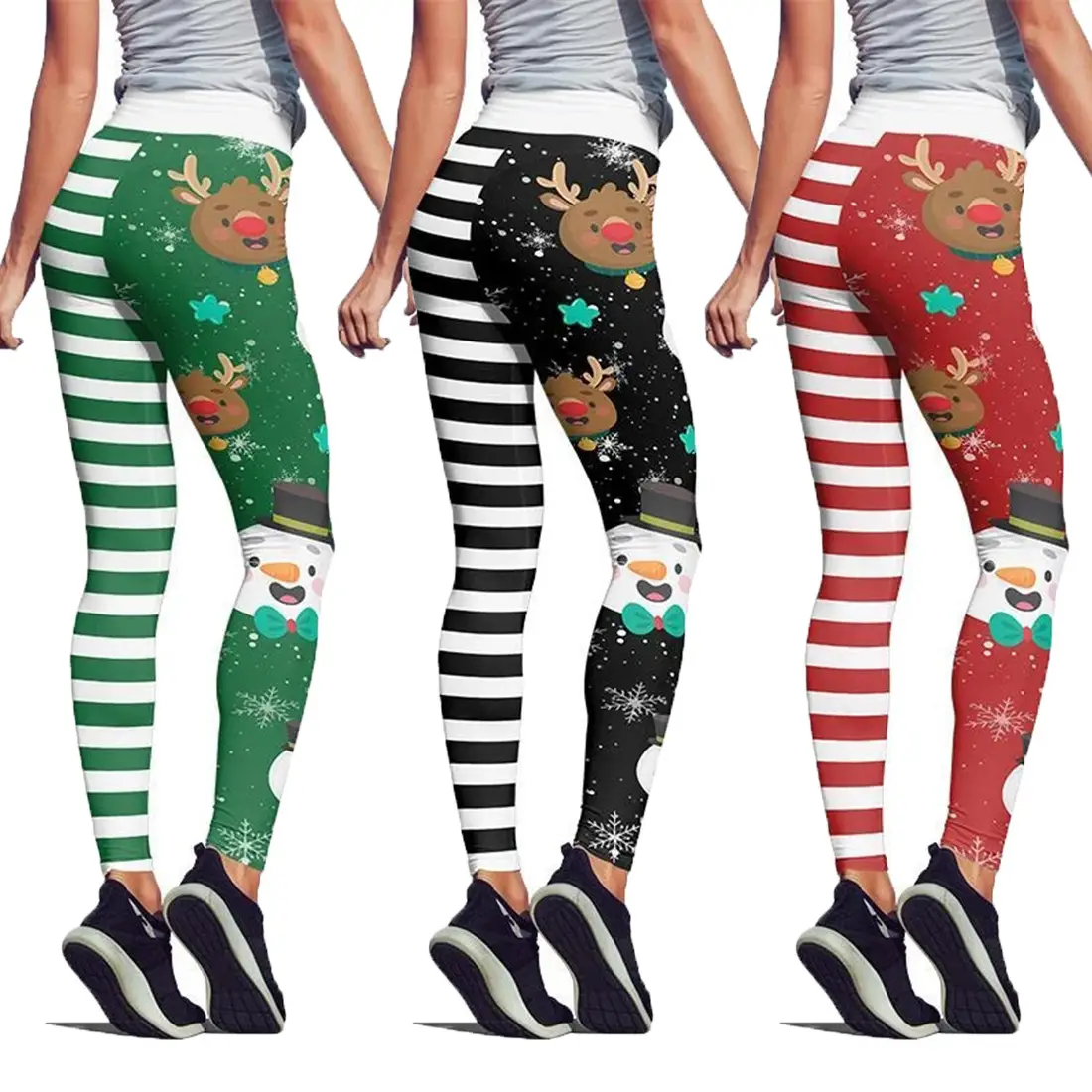 Snowflake Santa Print Yoga Pants for Women Size 30-40 - Image 4