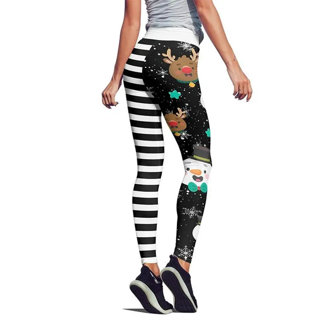 Snowflake Santa Print Yoga Pants for Women Size 30-40 - Image 5