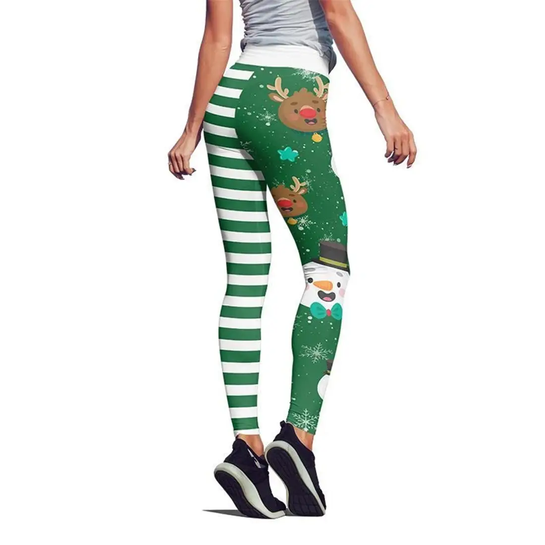 Snowflake Santa Print Yoga Pants for Women Size 30-40 - Image 2