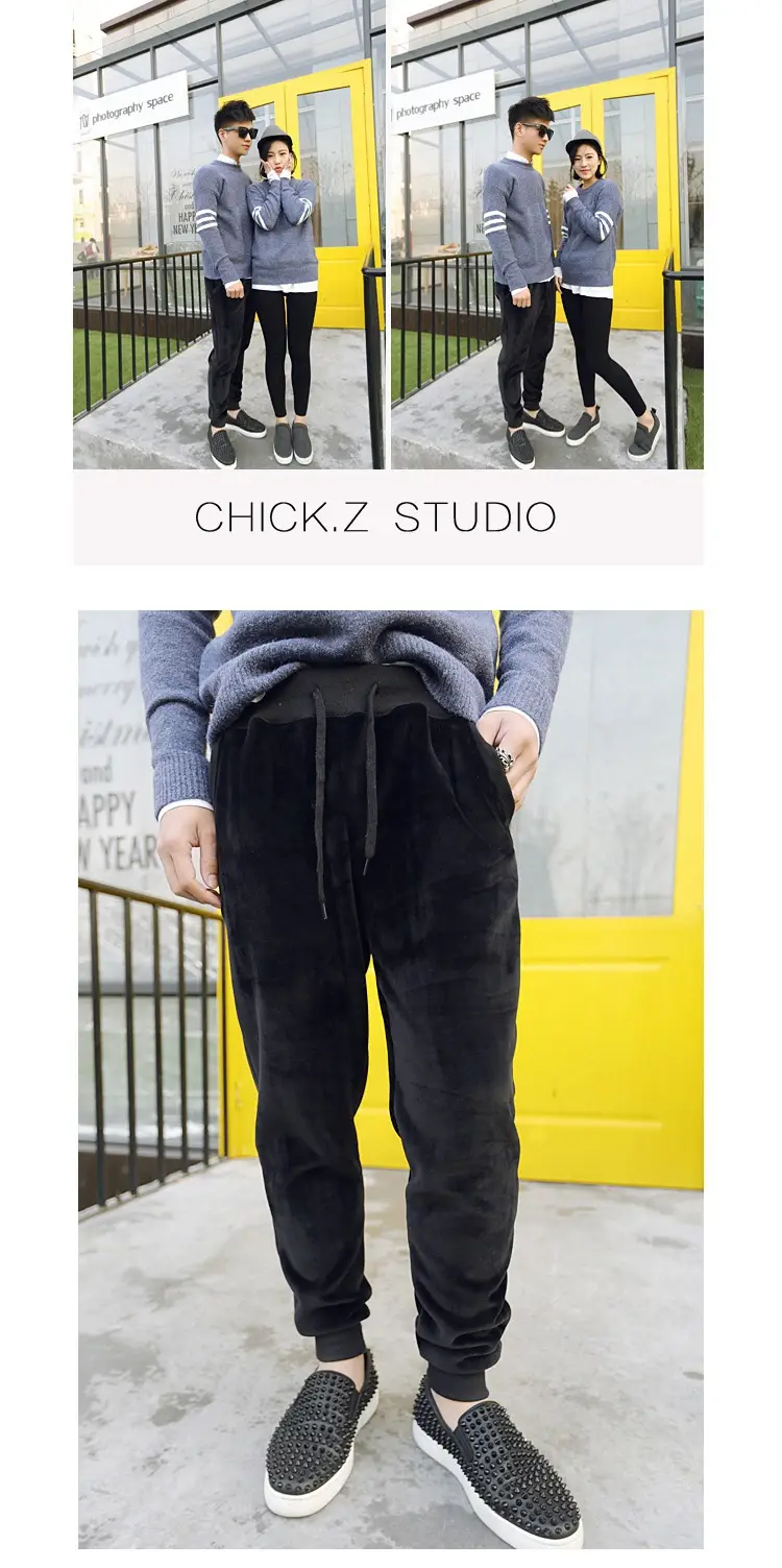 Women Velvet Warm Pants Black 2025 Korean Style — feature 2