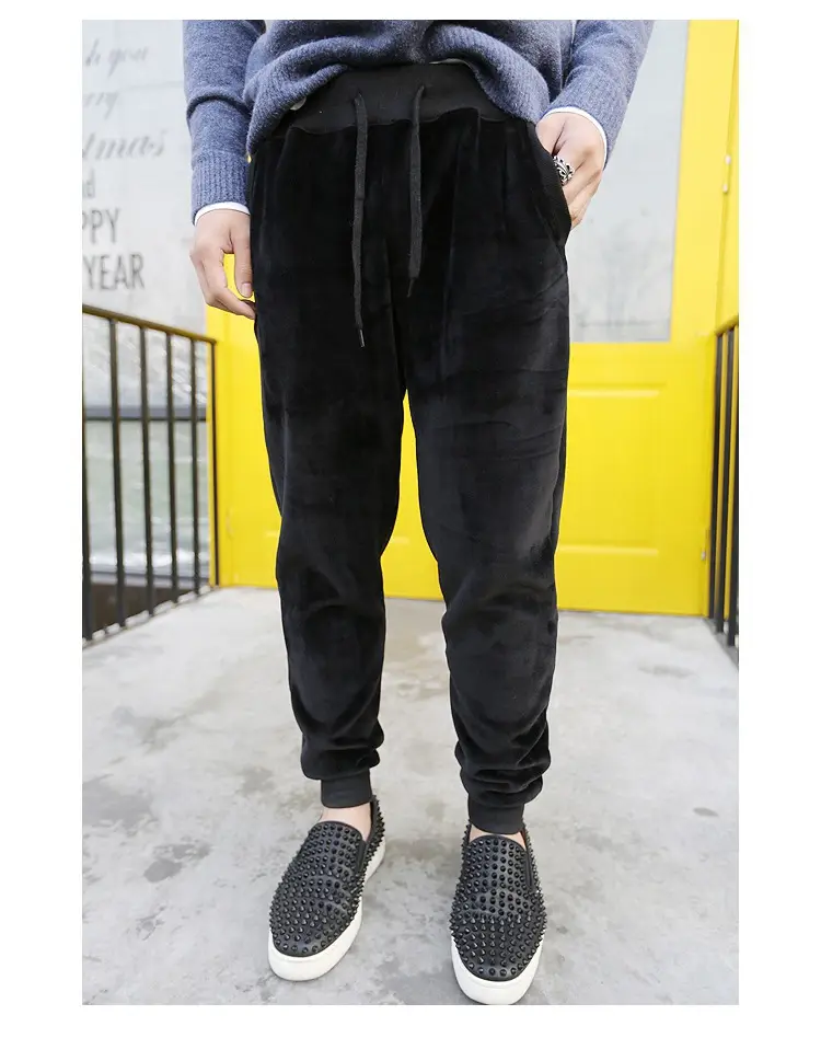Women Velvet Warm Pants Black 2025 Korean Style — feature 3