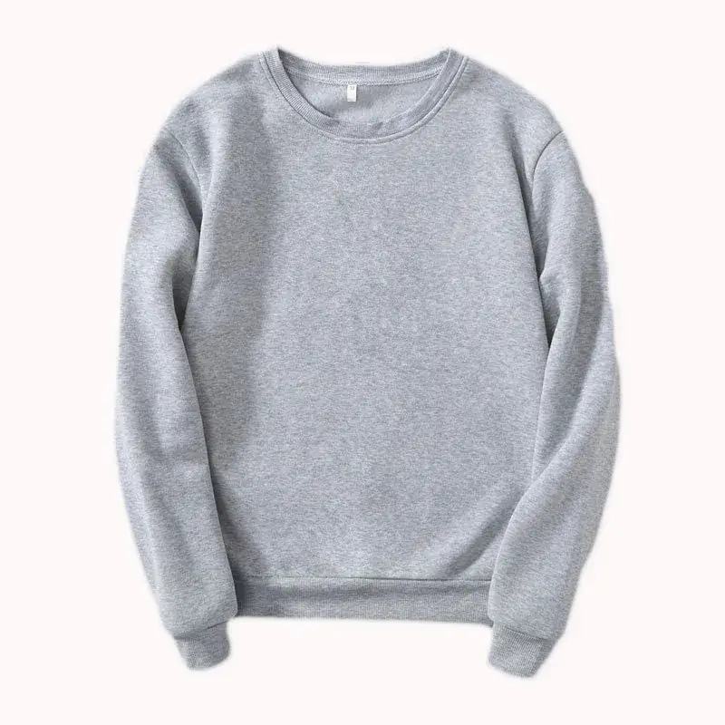 Gray Fleece Pullover Sweatshirt for Men Women Round Neck Casual Wear - Image 4