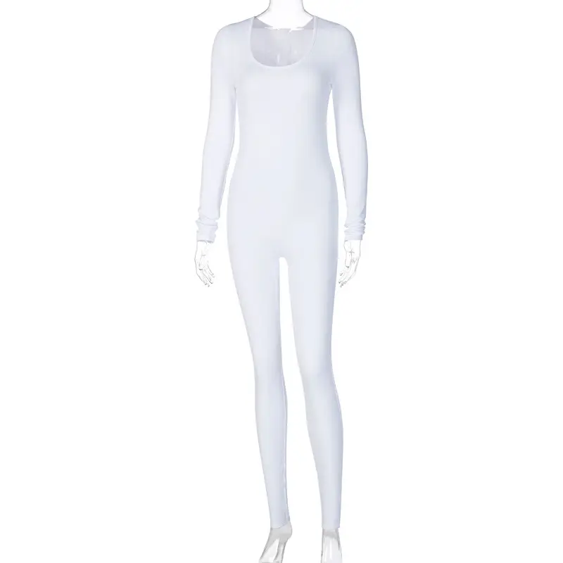 Brown All-In-One Long-Sleeved Slim Fit Hip-Lifting Pants