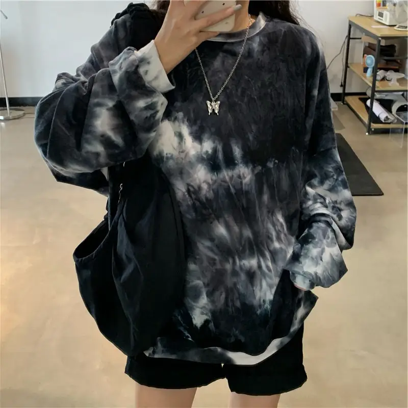 Korean Tie-dyed Loose Sleeve T-shirt Large Women