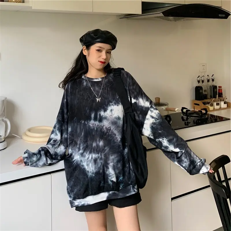 Korean Tie-dyed Loose Sleeve T-shirt Large Women