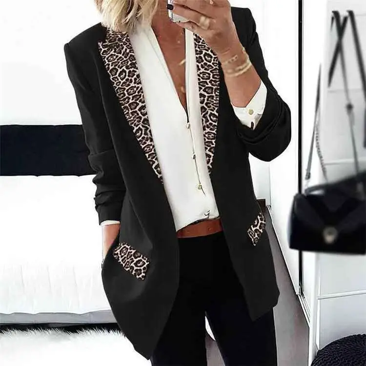 2021 Leopard Print Long Sleeve Blazer for Women - Image 4