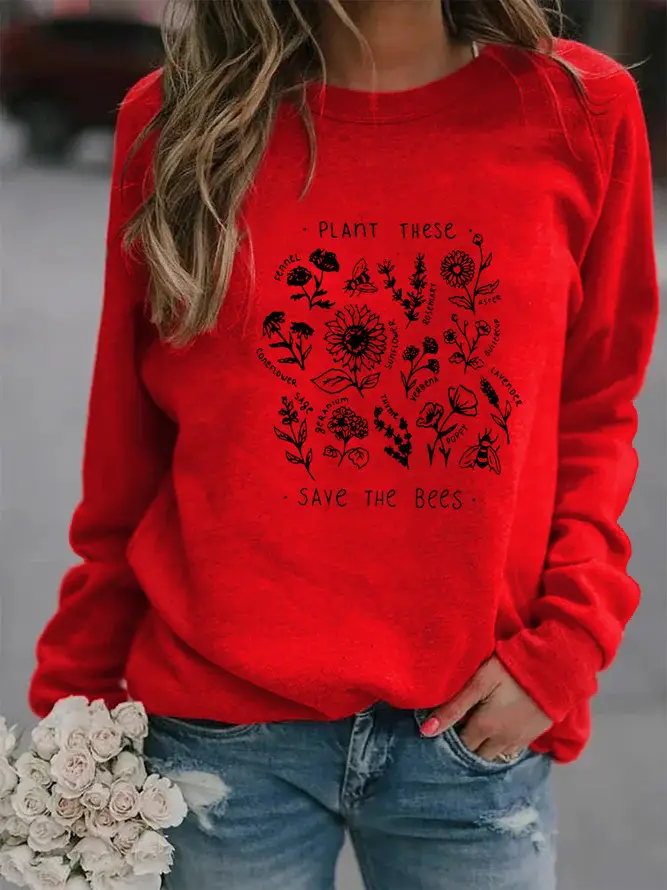 Red Christmas Crewneck Vests with Floral Print - Image 24
