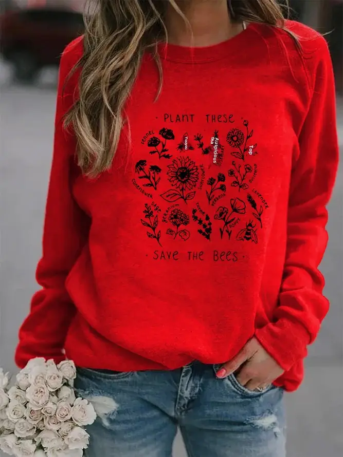 Red Christmas Crewneck Vests with Floral Print - Image 8