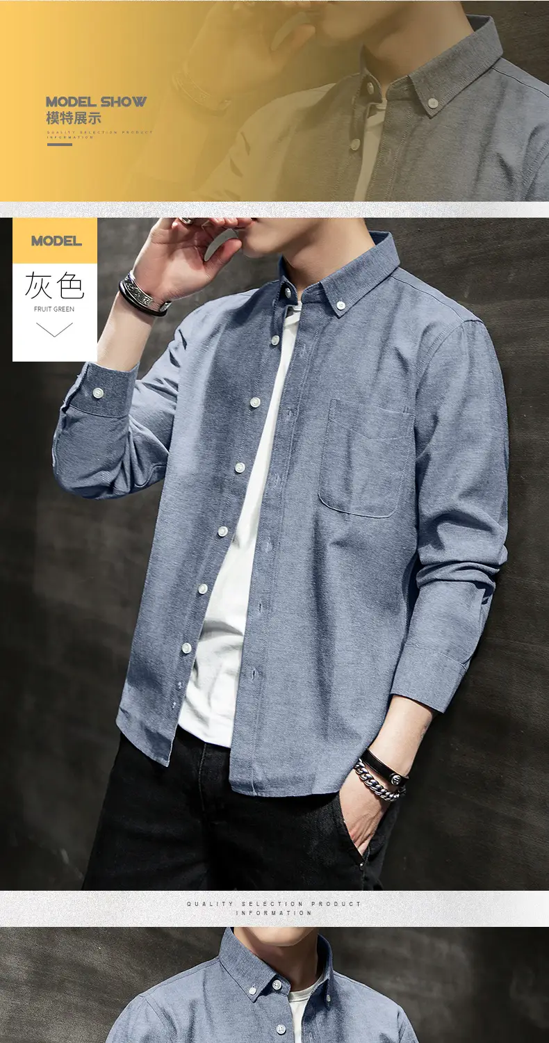 Men's Black Oxford Shirt Slim Fit Long Sleeve — feature 11