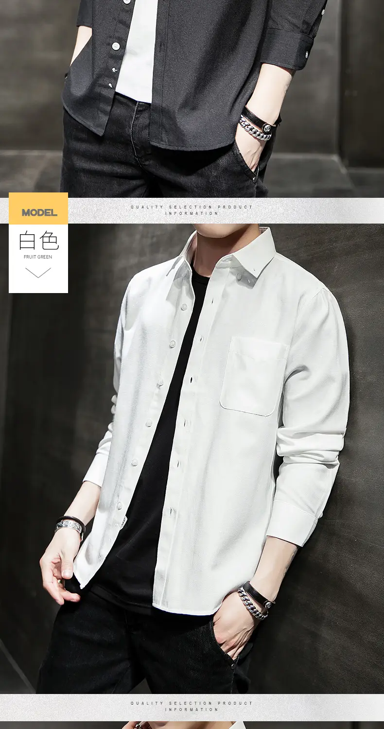 Men's Black Oxford Shirt Slim Fit Long Sleeve — feature 15