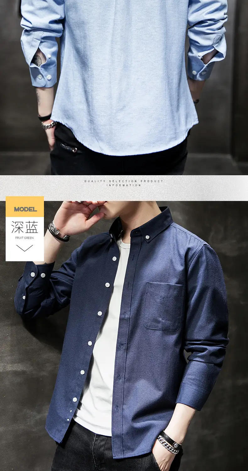 Men's Black Oxford Shirt Slim Fit Long Sleeve — feature 19