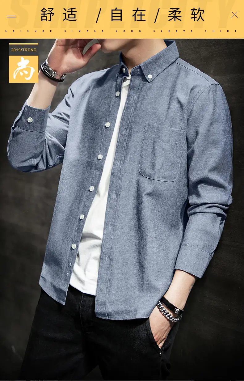Men's Black Oxford Shirt Slim Fit Long Sleeve — feature 2
