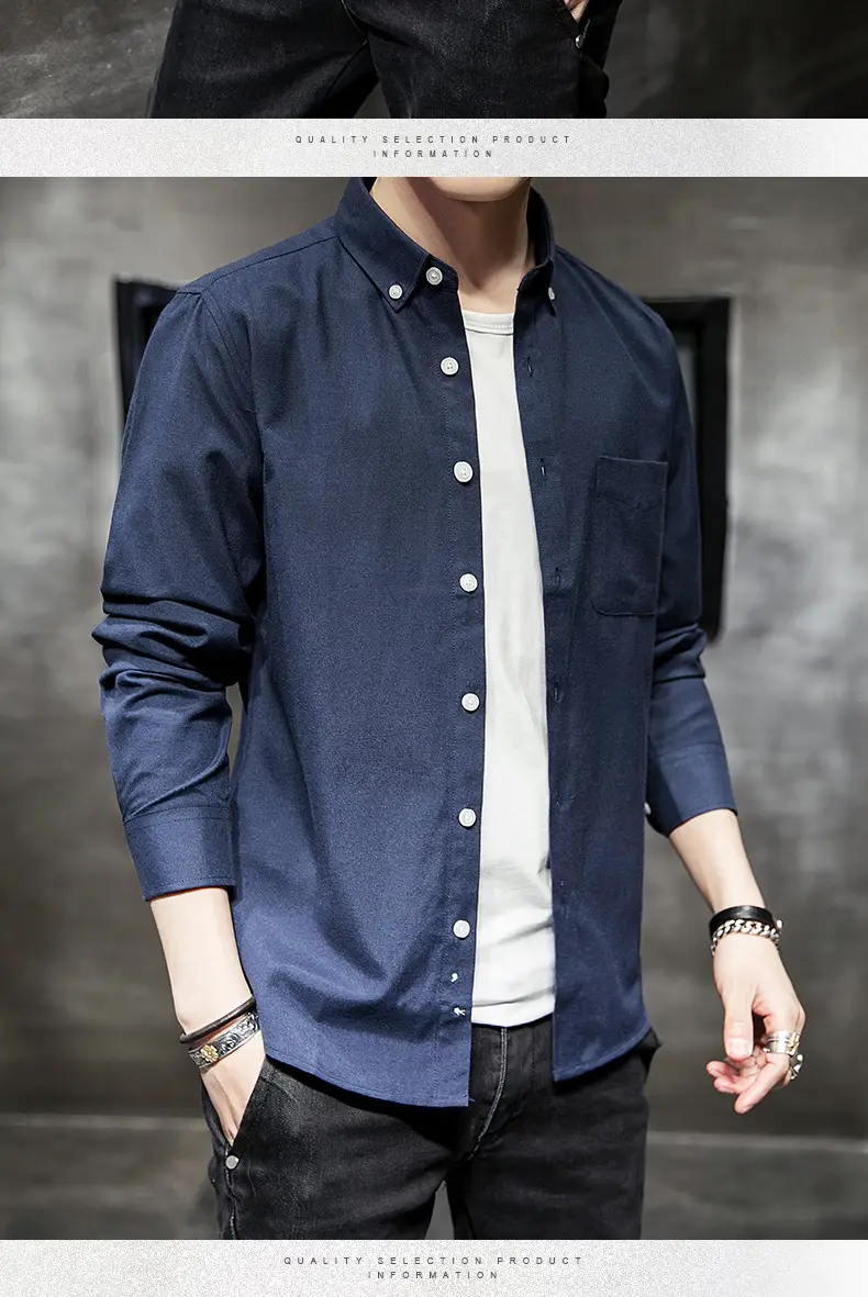 Men's Black Oxford Shirt Slim Fit Long Sleeve — feature 20