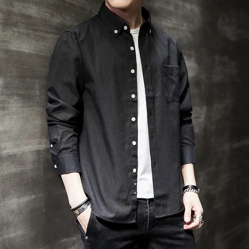 Men's Black Oxford Shirt Slim Fit Long Sleeve