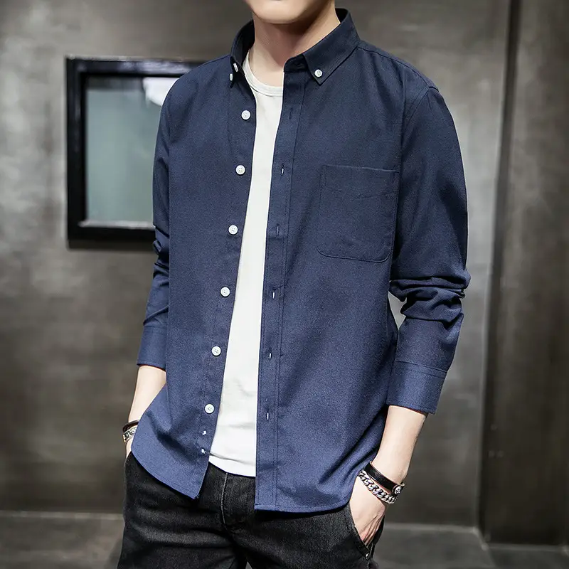 Men's Black Oxford Shirt Slim Fit Long Sleeve