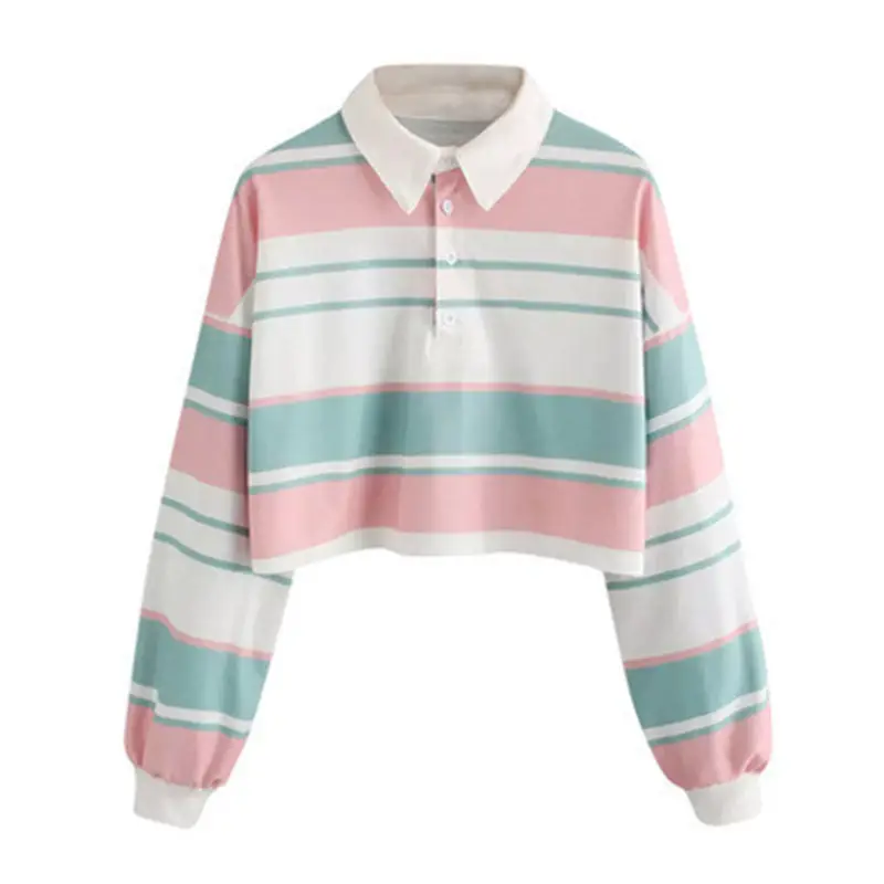 Women's Striped Polo T-Shirt Autumn Winter 2022 - Image 7