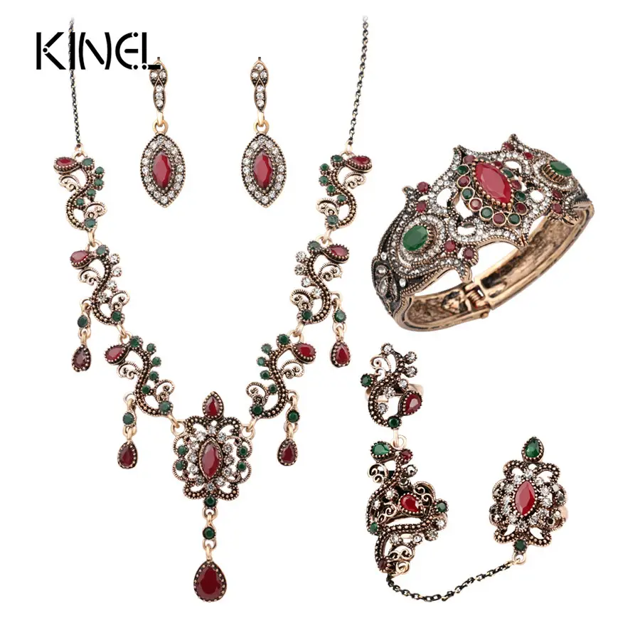 Three Piece Bohemian Silver Necklace Earrings Ring Set — feature 10