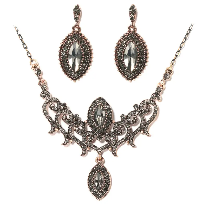 Three Piece Bohemian Silver Necklace Earrings Ring Set — feature 11