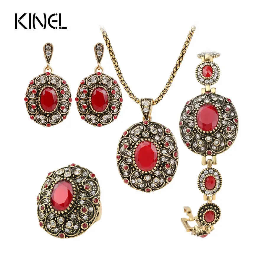 Three Piece Bohemian Silver Necklace Earrings Ring Set — feature 12