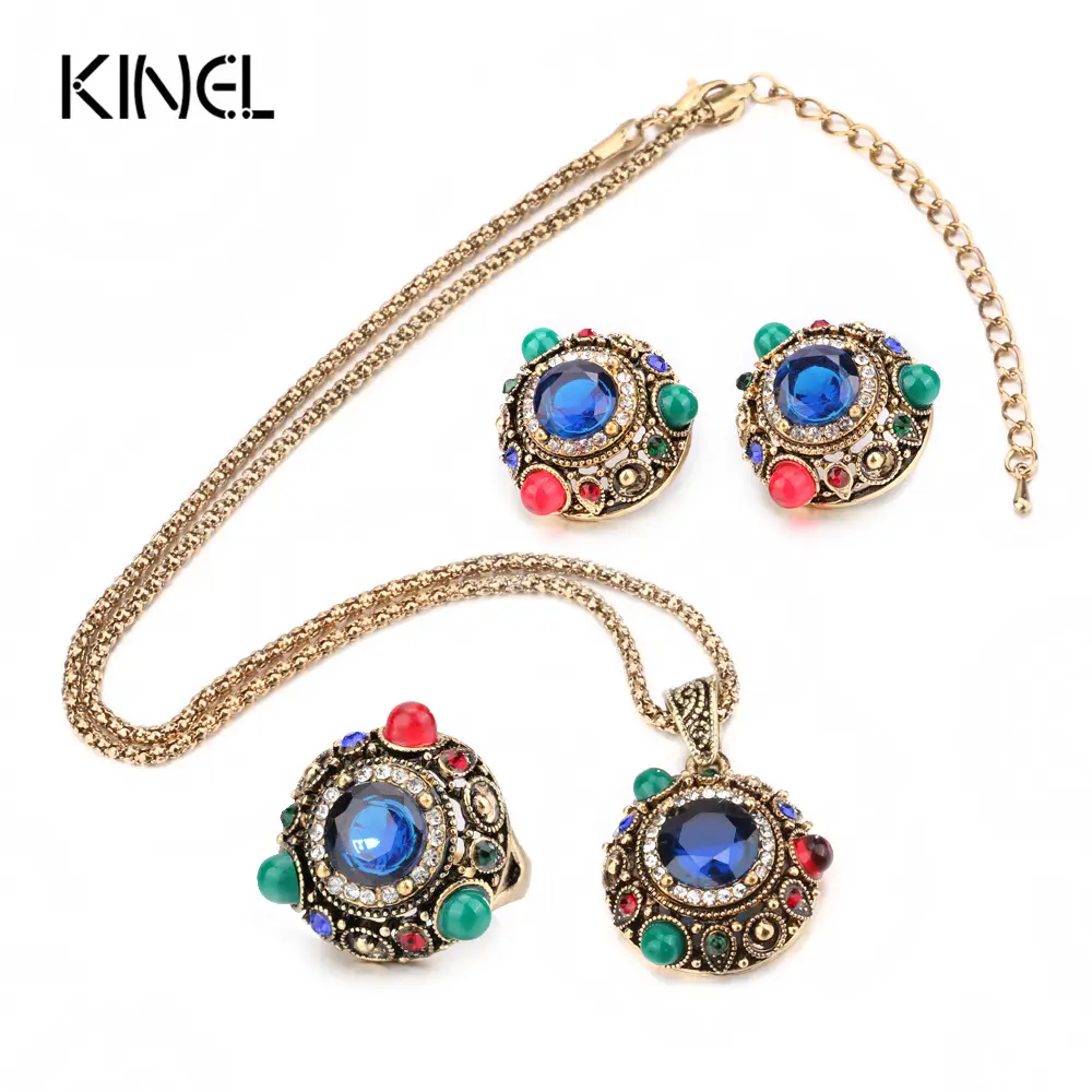 Three Piece Bohemian Silver Necklace Earrings Ring Set — feature 7