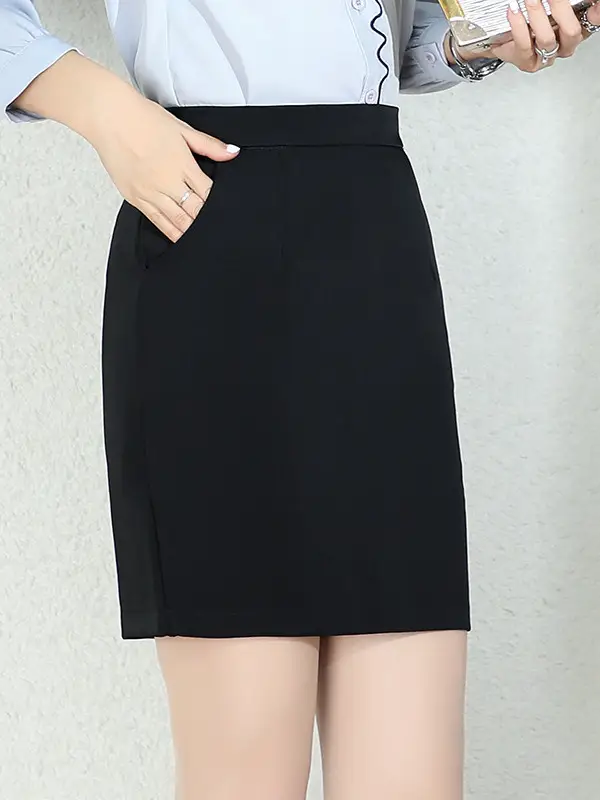 Black High Waist Zipper Skirt Women Spring Autumn - Image 6