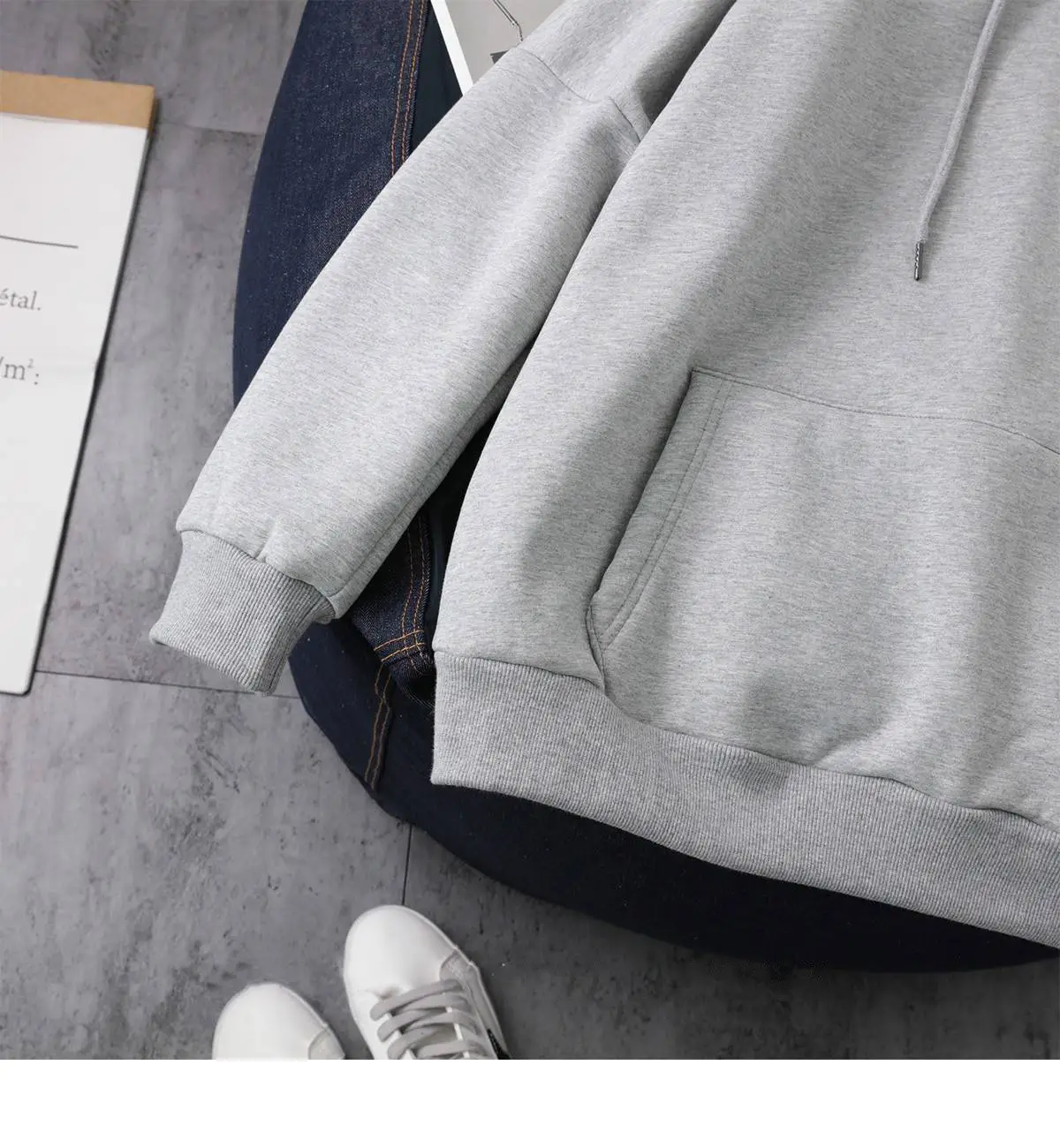 Winter Velvet Hoodie Women Grey White Harajuku Style — feature 12