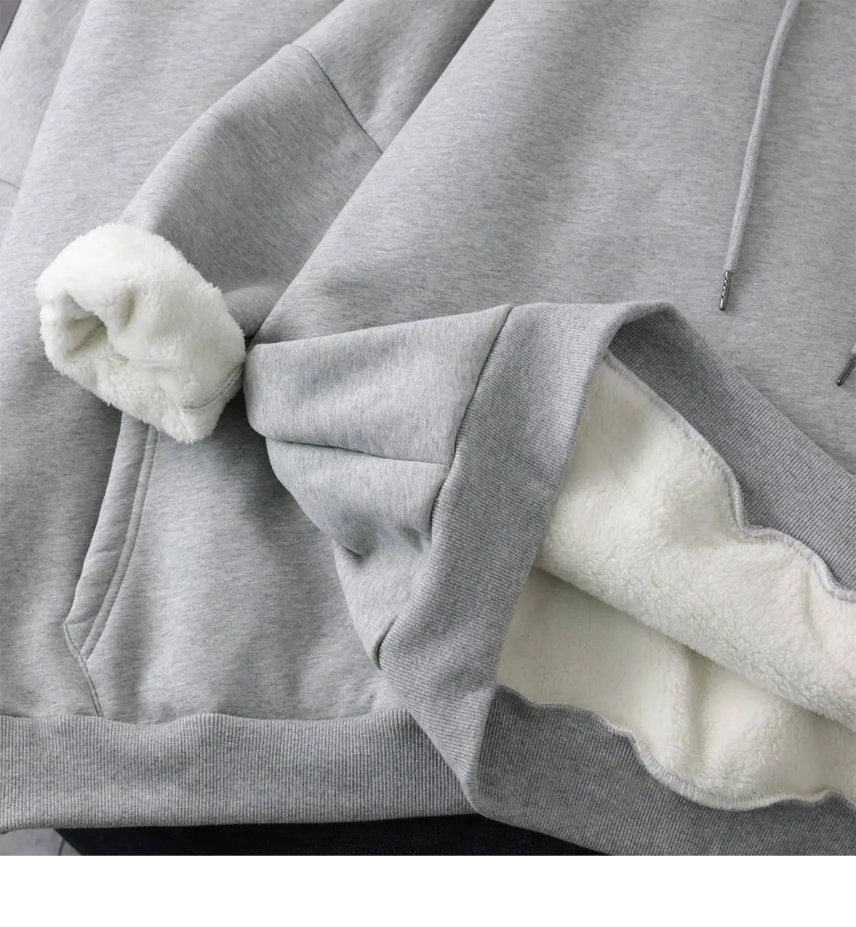 Winter Velvet Hoodie Women Grey White Harajuku Style — feature 14