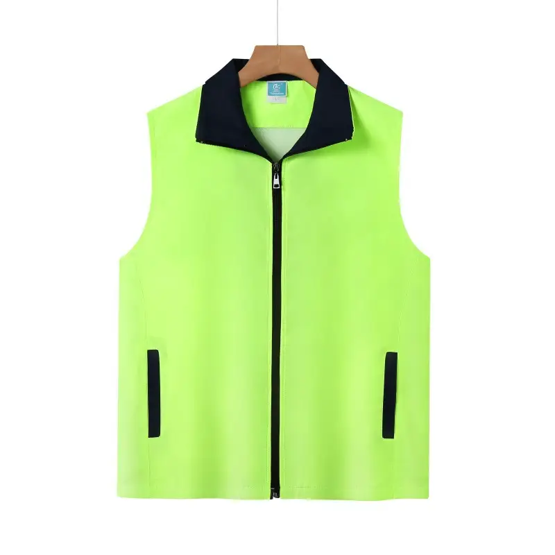 Yellow Full-Zip Vest with Collar & Side Pockets - Image 5
