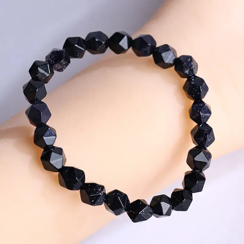 Black Faceted Diamond Face Bracelet for Women Men - Image 2