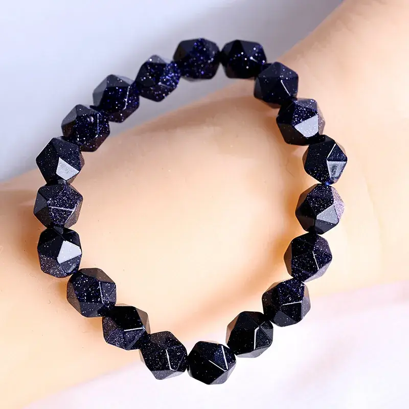 Black Faceted Diamond Face Bracelet for Women Men - Image 3