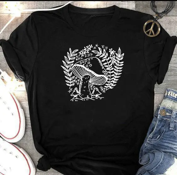 Foreign Trade T-Shirt with Mushroom Flower Design