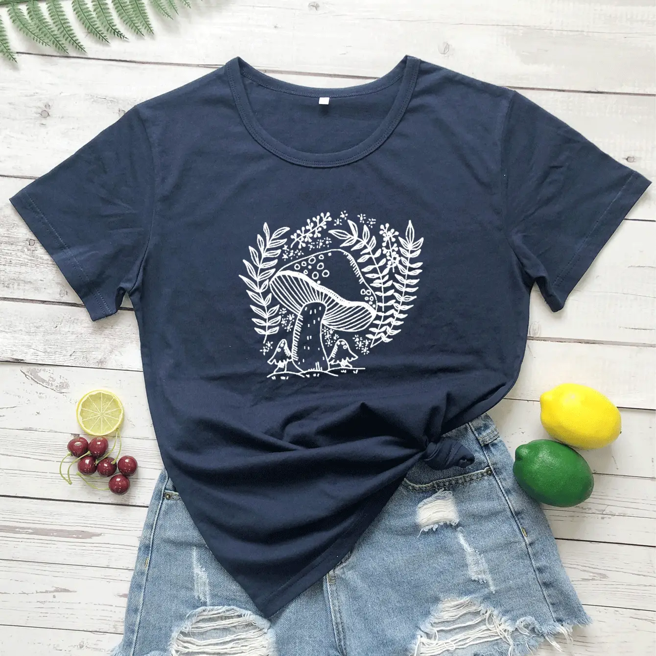 Foreign Trade T-Shirt with Mushroom Flower Design