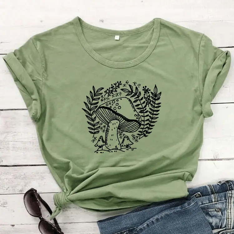 Foreign Trade T-Shirt with Mushroom Flower Design