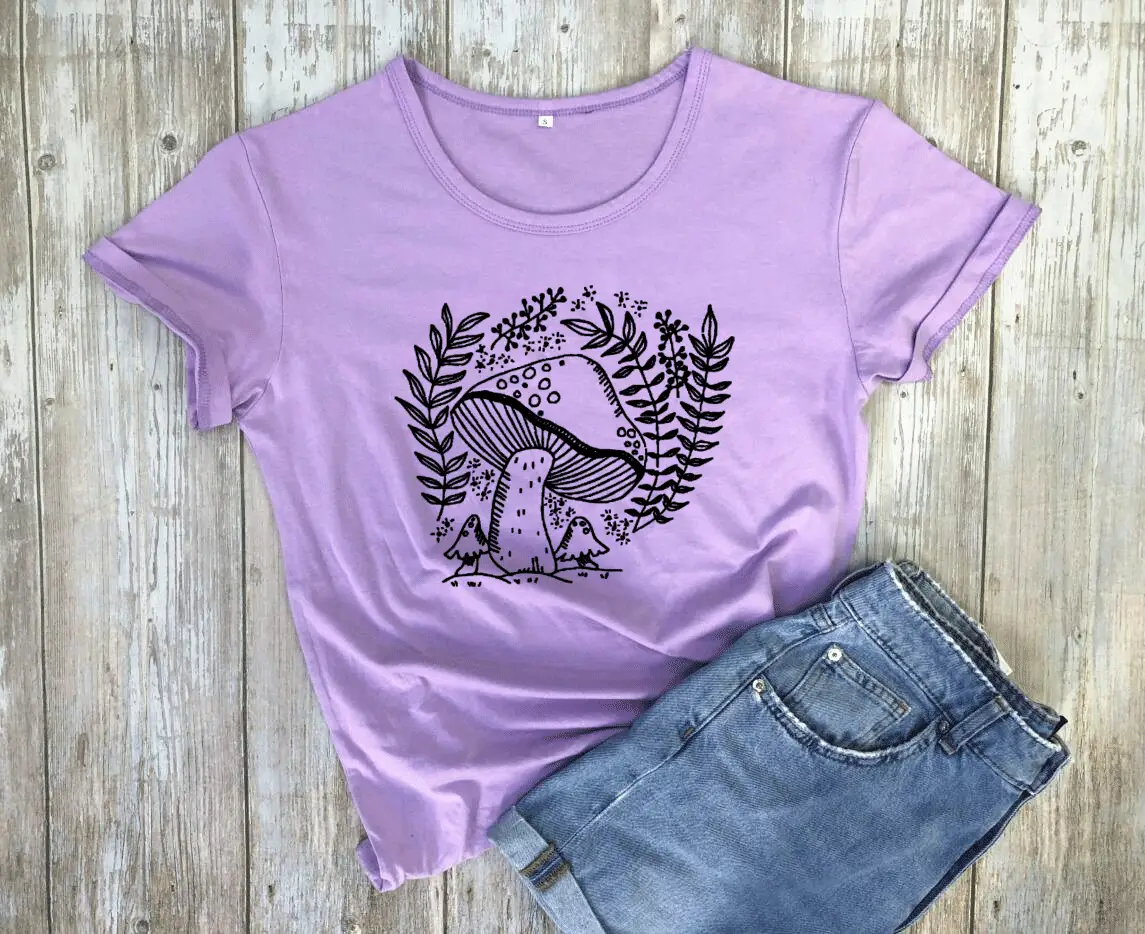 Foreign Trade T-Shirt with Mushroom Flower Design