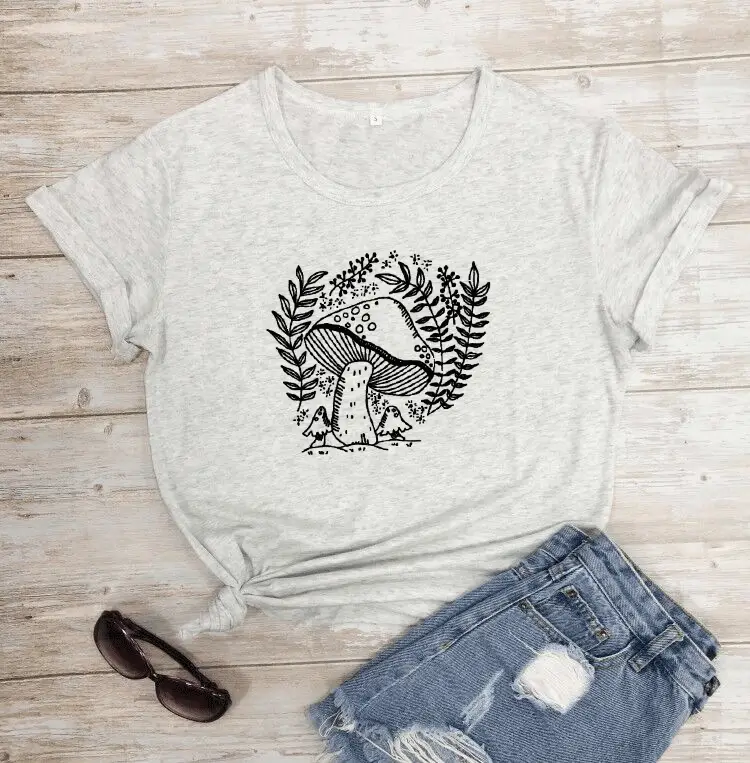 Foreign Trade T-Shirt with Mushroom Flower Design