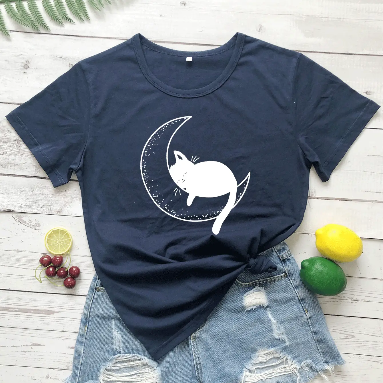 Maroon Cat Mom Moon T-Shirt Short Sleeve - Image 12