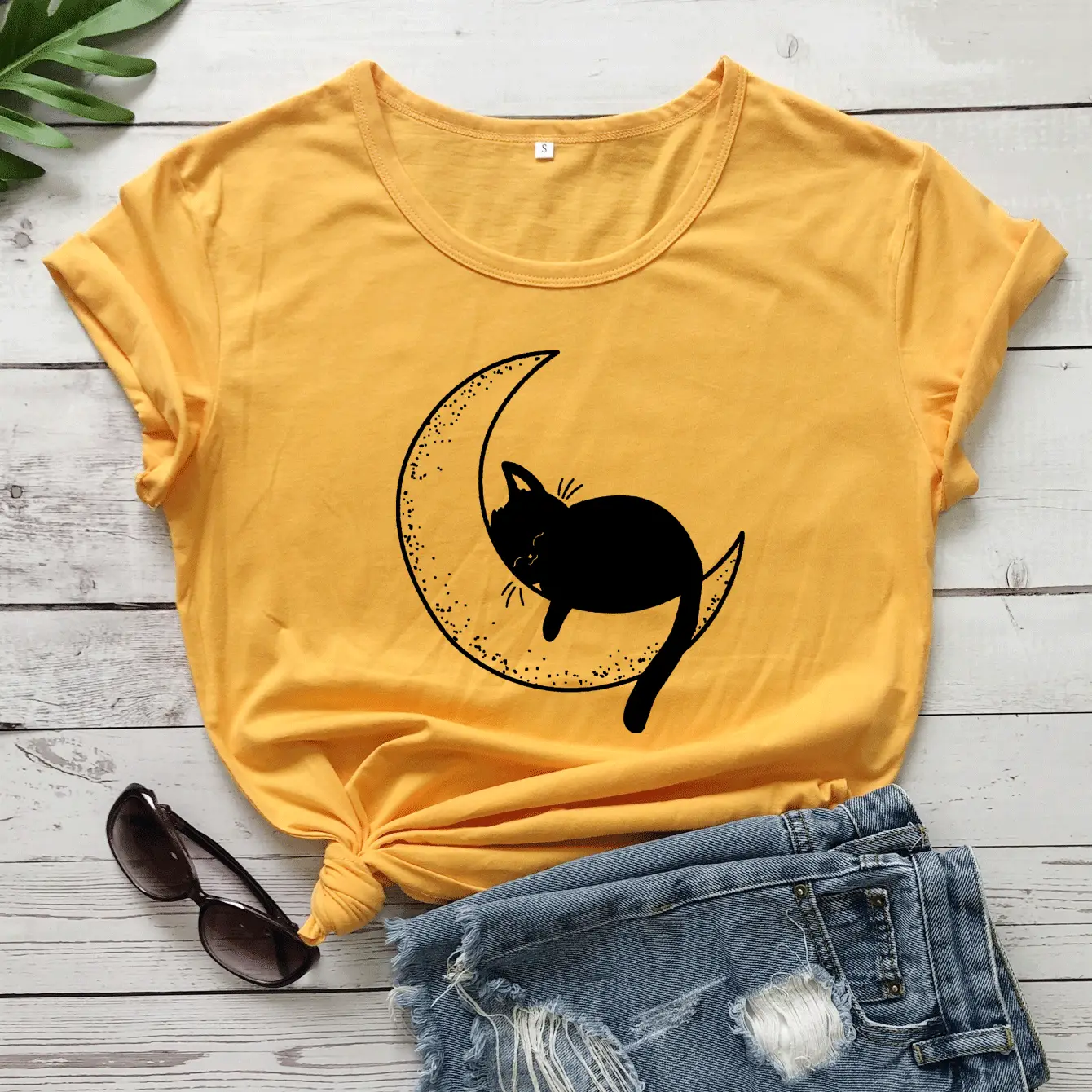 Maroon Cat Mom Moon T-Shirt Short Sleeve - Image 5