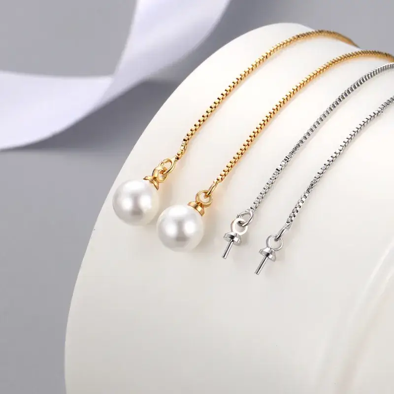 Pearl Pearl Chain Necklace Set Gold Silver - Image 6